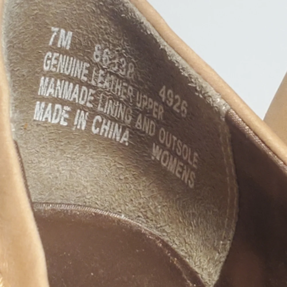 TIMBERLAND Tan Open-toe Stacked Wedge Heels Rubber Sole  Leather Upper 7M - NWOT